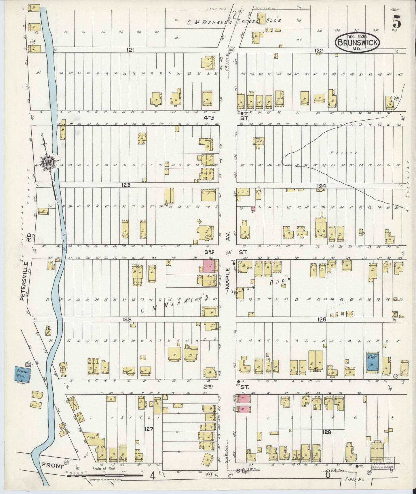 Sanborn Fire Insurance Map from Brunswick, Frederick County, Maryland (1920), Sheet #0005 - Complete Map Set gallery image, historic Sanborn map, vintage wall art, Maryland Maryland