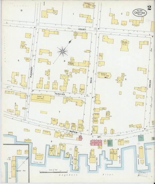 Sanborn Fire Insurance Map from Castine, Hancock County, Maine (1901), Sheet #0002 - Historic Sanborn Fire Insurance Map Print, vintage old map wall art, antique decor, genealogy gift, Maine Maine map