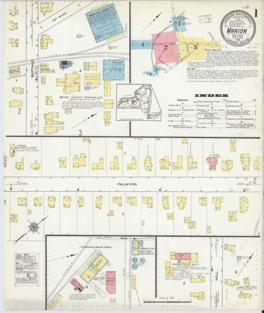Sanborn Fire Insurance Map from Marion, Wayne County, New York (1915), Sheet #0001 - Complete Map Set gallery image, historic Sanborn map, vintage wall art, New York New York