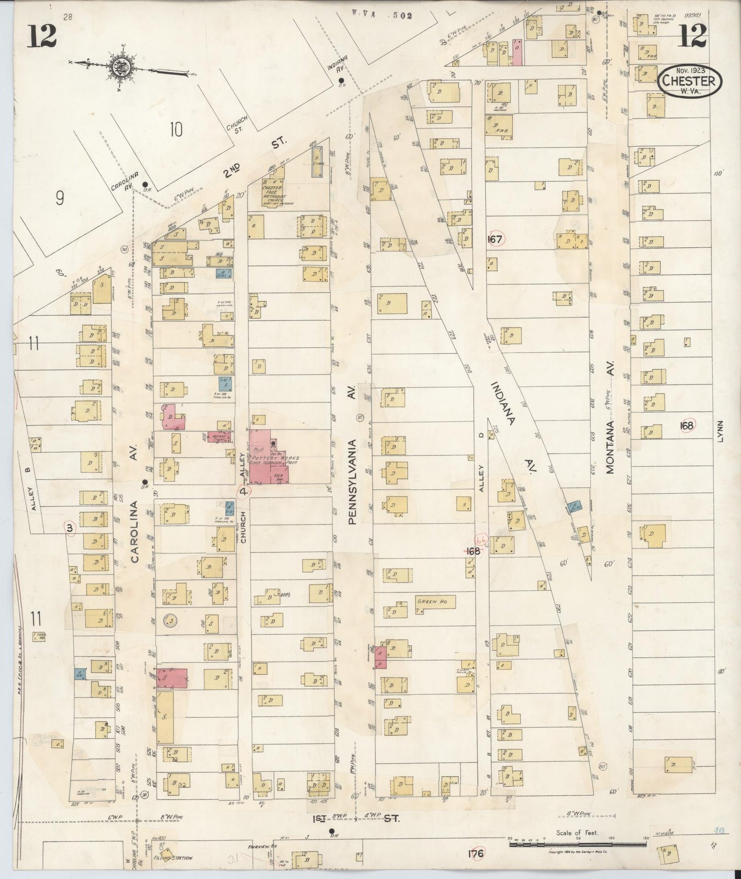 Sanborn Fire Insurance Map from Chester, Hancock County, West Virginia (1942), Sheet #0012 - Complete Map Set gallery image, historic Sanborn map, vintage wall art, West Virginia West Virginia
