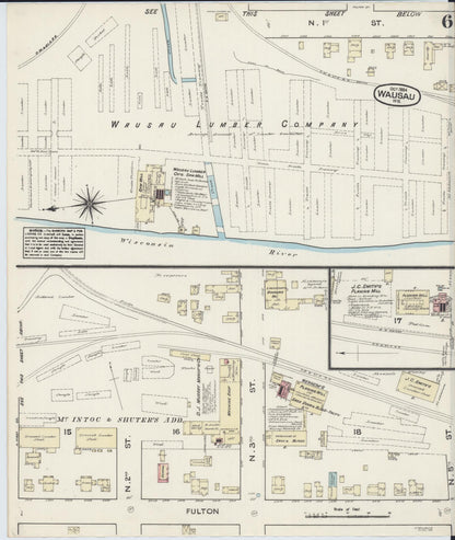 Sanborn Fire Insurance Map from Wausau, Marathon County, Wisconsin (1884), Sheet #0006 - Complete Map Set gallery image, historic Sanborn map, vintage wall art, Wisconsin Wisconsin