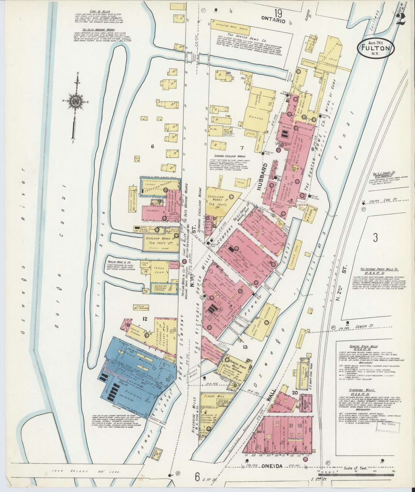 Sanborn Fire Insurance Map from Fulton, Oswego County, New York (1911), Sheet #0002 - Complete Map Set gallery image, historic Sanborn map, vintage wall art, New York New York