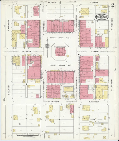 Sanborn Fire Insurance Map from Magnolia, Columbia County, Arkansas (1917), Sheet #0002 - Complete Map Set gallery image, historic Sanborn map, vintage wall art, Arkansas Arkansas