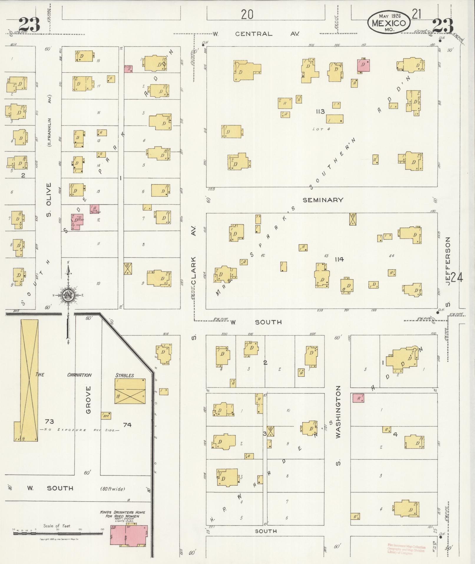 Sanborn Fire Insurance Map from Mexico, Audrain County, Missouri (1926), Sheet #0023 - Complete Map Set gallery image, historic Sanborn map, vintage wall art, Missouri Missouri