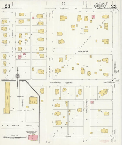 Sanborn Fire Insurance Map from Mexico, Audrain County, Missouri (1926), Sheet #0023 - Complete Map Set gallery image, historic Sanborn map, vintage wall art, Missouri Missouri