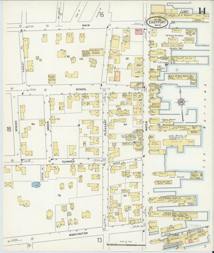Sanborn Fire Insurance Map from Eastport, Washington County, Maine (1911), Sheet #0014 - Complete Map Set gallery image, historic Sanborn map, vintage wall art, Maine Maine