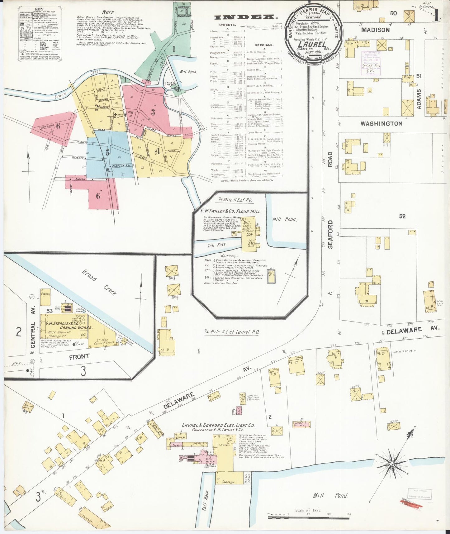 Sanborn Fire Insurance Map from Laurel, Sussex County, Delaware (1901), Sheet #0001 - Complete Map Set gallery image, historic Sanborn map, vintage wall art, Delaware Delaware