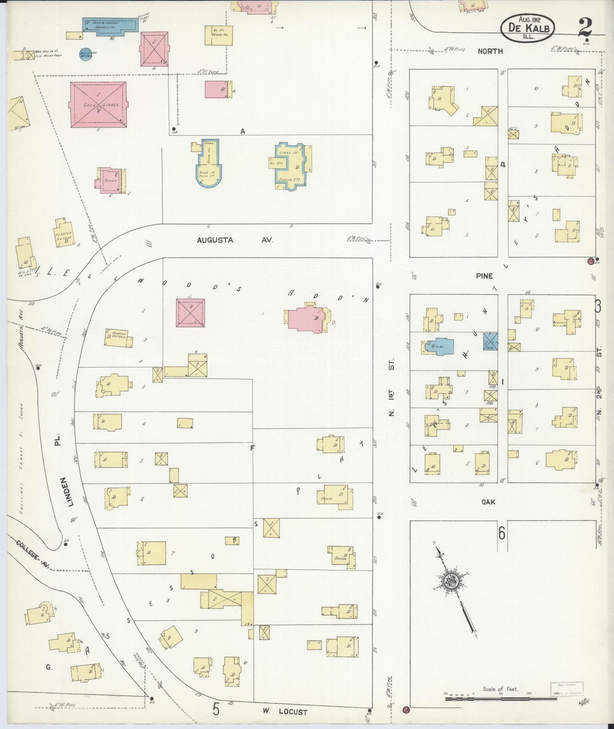 Sanborn Fire Insurance Map from De Kalb, De Kalb County, Illinois (1912), Sheet #0002 - Complete Map Set gallery image, historic Sanborn map, vintage wall art, Illinois Illinois