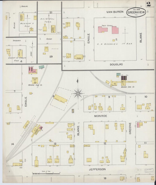 Sanborn Fire Insurance Map from Greenview, Menard County, Illinois (1893), Sheet #0002 - Historic Sanborn Fire Insurance Map Print, vintage old map wall art, antique decor, genealogy gift, Illinois Illinois map