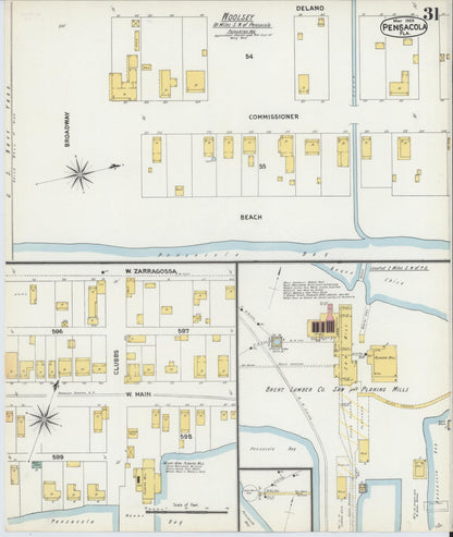 Sanborn Fire Insurance Map from Pensacola, Escambia County, Florida (1903), Sheet #0031 - Complete Map Set gallery image, historic Sanborn map, vintage wall art, Florida Florida