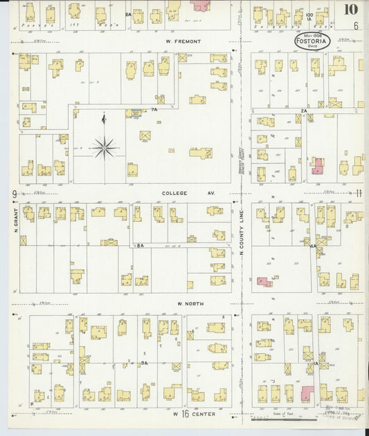 Sanborn Fire Insurance Map from Fostoria, Seneca, Hancock, And Wood Counties, Ohio (1908), Sheet #0010 - Historic Sanborn Fire Insurance Map Print, vintage old map wall art, antique decor, genealogy gift, Ohio Ohio map