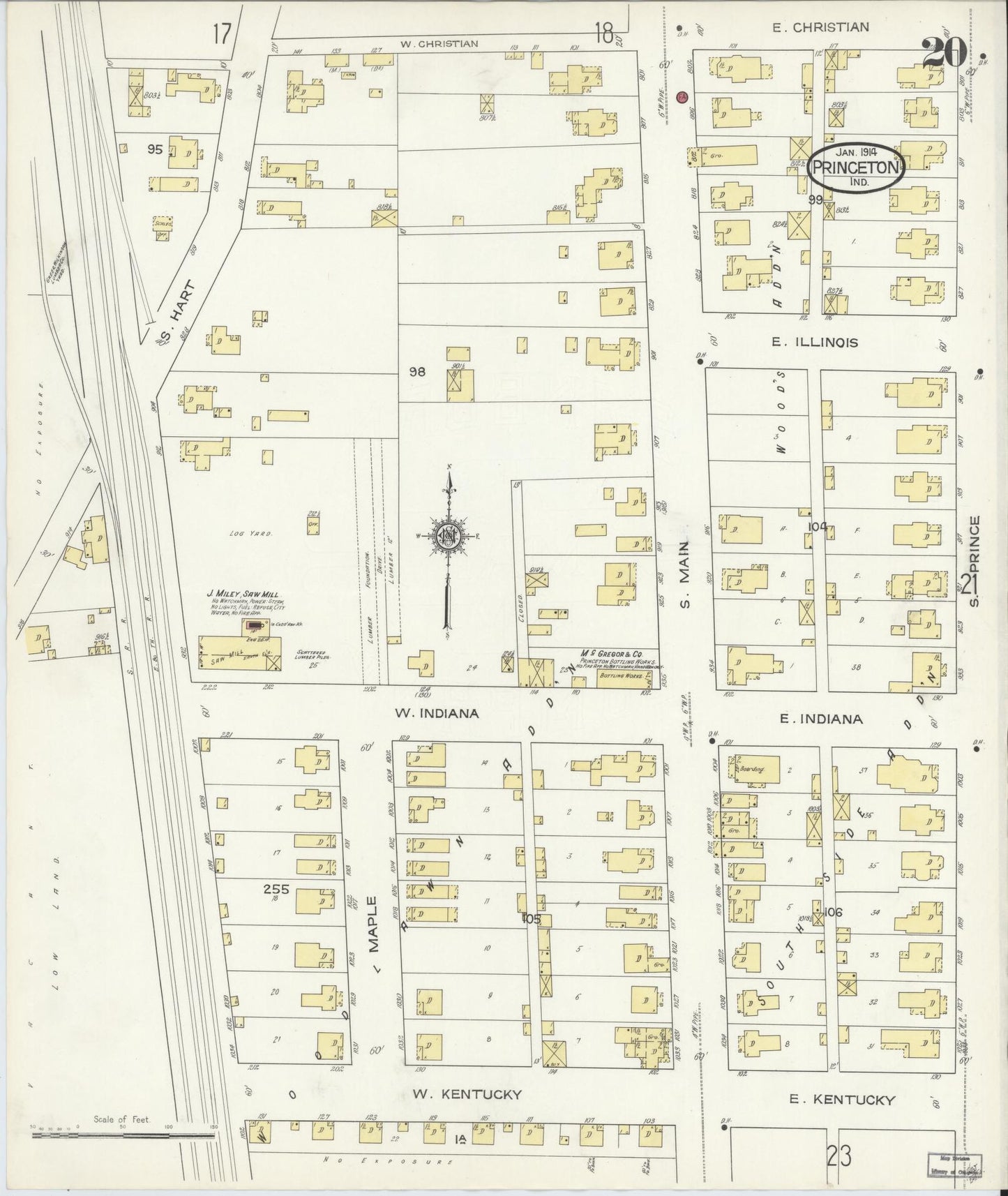 Sanborn Fire Insurance Map from Princeton, Gibson County, Indiana (1914), Sheet #0020 - Complete Map Set gallery image, historic Sanborn map, vintage wall art, Indiana Indiana