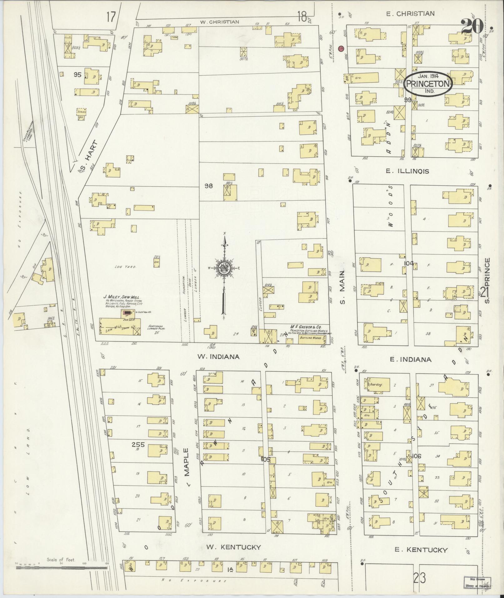 Sanborn Fire Insurance Map from Princeton, Gibson County, Indiana (1914), Sheet #0020 - Complete Map Set gallery image, historic Sanborn map, vintage wall art, Indiana Indiana