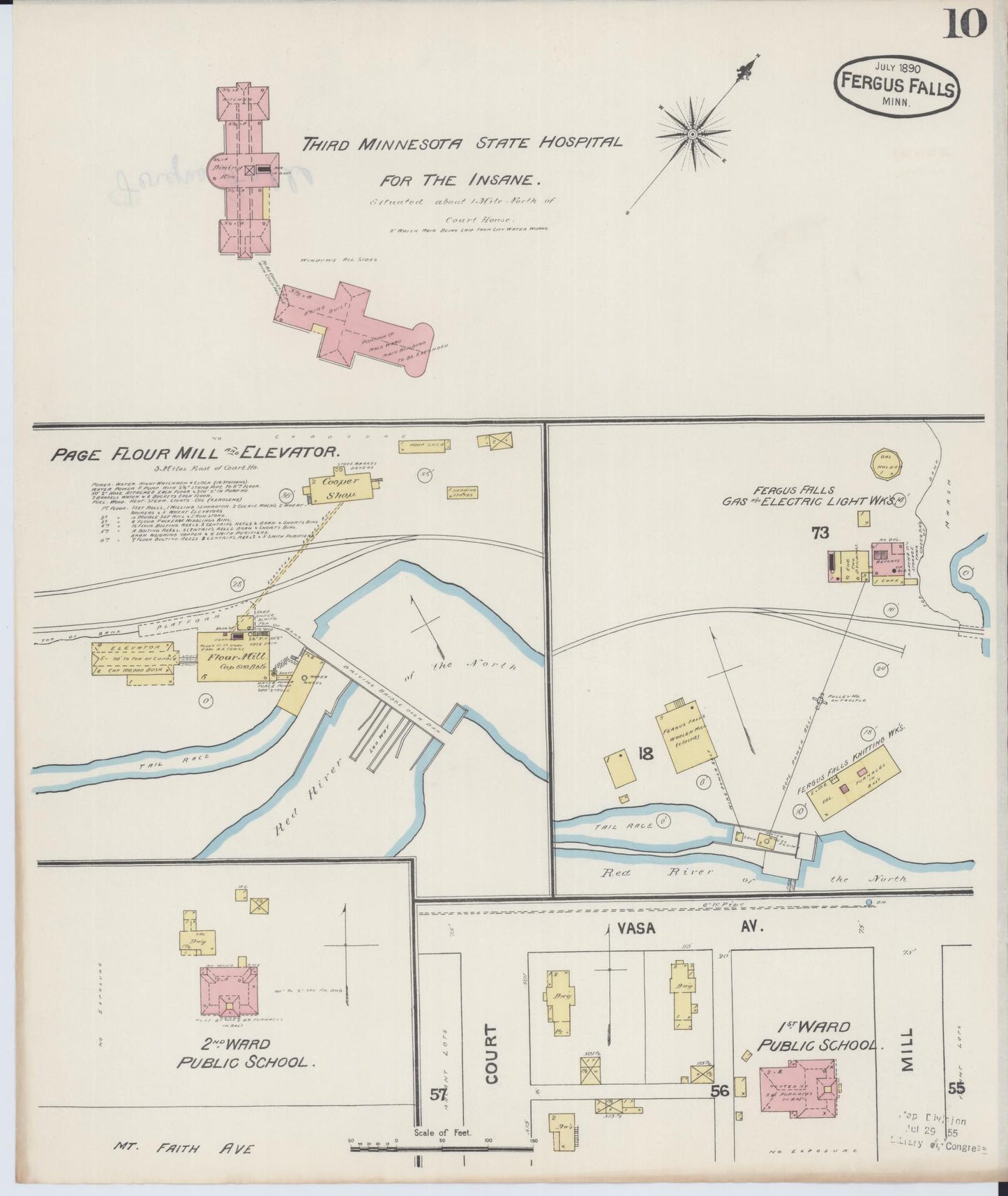 Sanborn Fire Insurance Map from Fergus Falls, Otter Tail County, Minnesota (1890), Sheet #0010 - Historic Sanborn Fire Insurance Map Print, vintage old map wall art, antique decor, genealogy gift, Minnesota Minnesota map