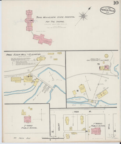Sanborn Fire Insurance Map from Fergus Falls, Otter Tail County, Minnesota (1890), Sheet #0010 - Historic Sanborn Fire Insurance Map Print, vintage old map wall art, antique decor, genealogy gift, Minnesota Minnesota map