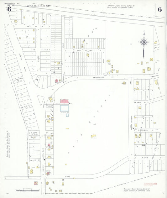 Sanborn Fire Insurance Map from Higginsville, Lafayette County, Missouri (1942), Sheet #0006 - Historic Sanborn Fire Insurance Map Print, vintage old map wall art, antique decor, genealogy gift, Missouri Missouri map