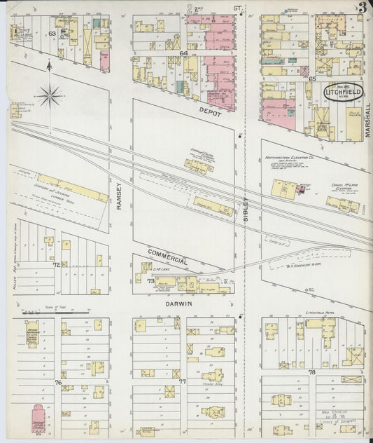 Sanborn Fire Insurance Map from Litchfield, Meeker County, Minnesota (1892), Sheet #0003 - Historic Sanborn Fire Insurance Map Print, vintage old map wall art, antique decor, genealogy gift, Minnesota Minnesota map