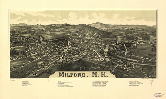 Milford, N.H. (1886) – Historic Bird’s-Eye View Panorama Print