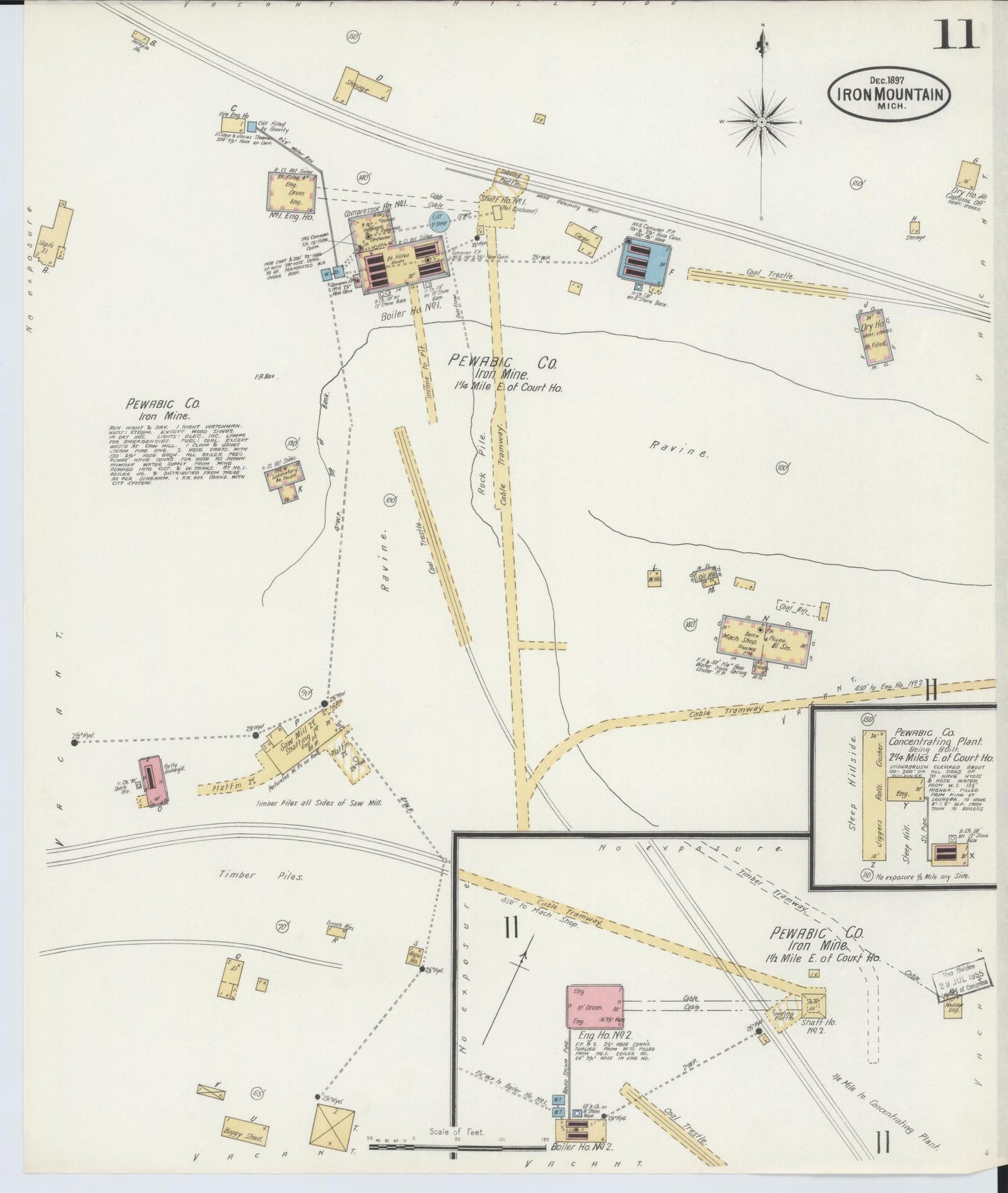 Sanborn Fire Insurance Map from Iron Mountain, Dickinson County, Michigan (1897), Sheet #0011 - Complete Map Set gallery image, historic Sanborn map, vintage wall art, Michigan Michigan