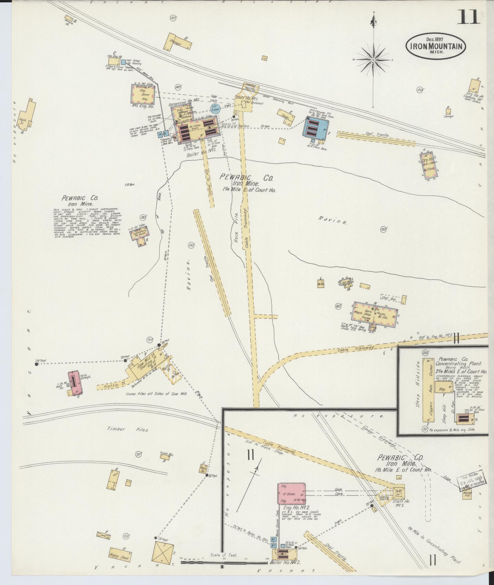 Sanborn Fire Insurance Map from Iron Mountain, Dickinson County, Michigan (1897), Sheet #0011 - Complete Map Set gallery image, historic Sanborn map, vintage wall art, Michigan Michigan