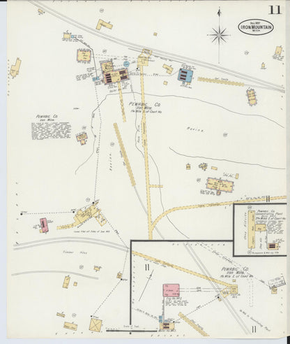 Sanborn Fire Insurance Map from Iron Mountain, Dickinson County, Michigan (1897), Sheet #0011 - Complete Map Set gallery image, historic Sanborn map, vintage wall art, Michigan Michigan