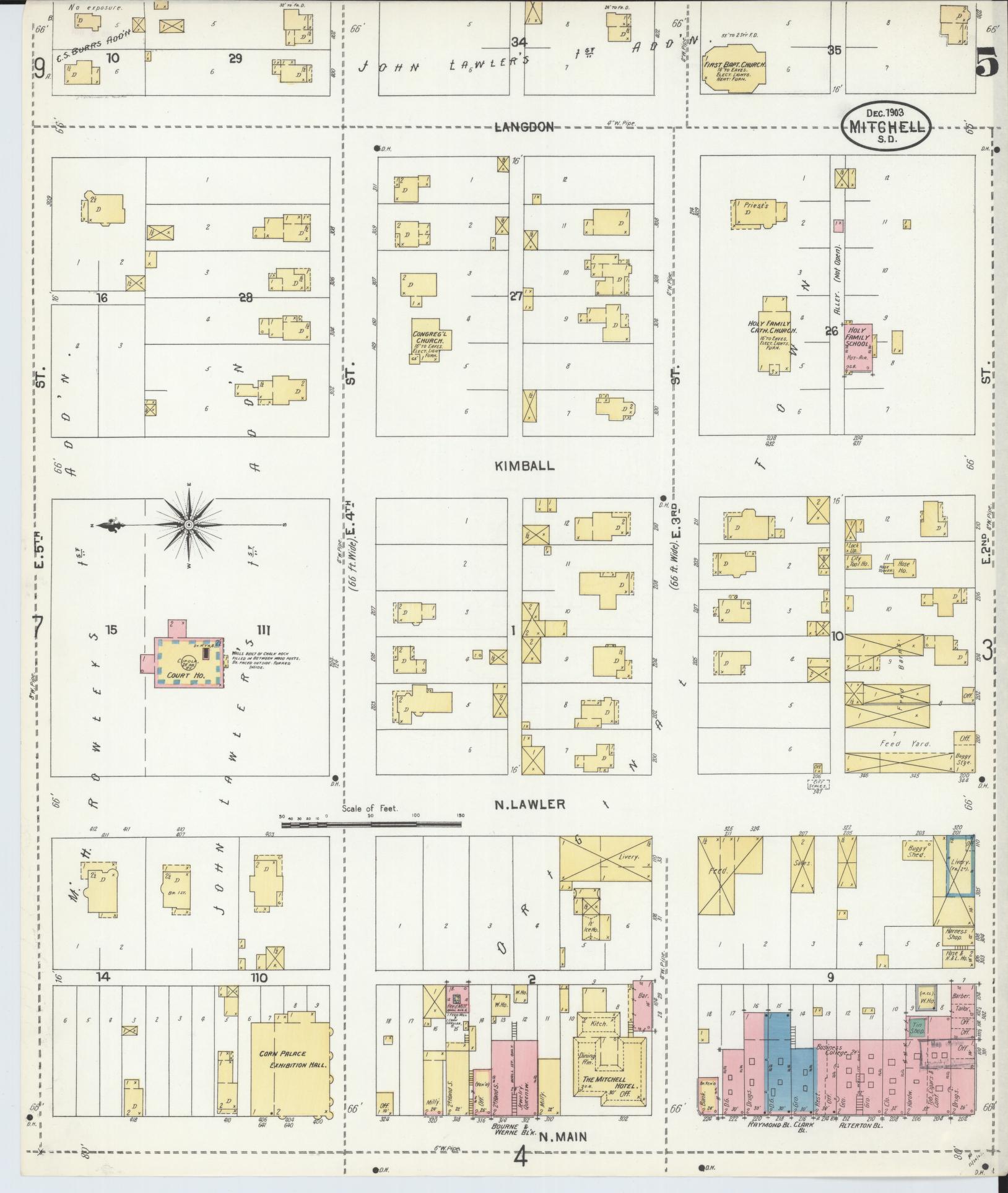 Sanborn Fire Insurance Map from Mitchell, Davison County, South Dakota (1903), Sheet #0005 - Complete Map Set gallery image, historic Sanborn map, vintage wall art, South Dakota South Dakota