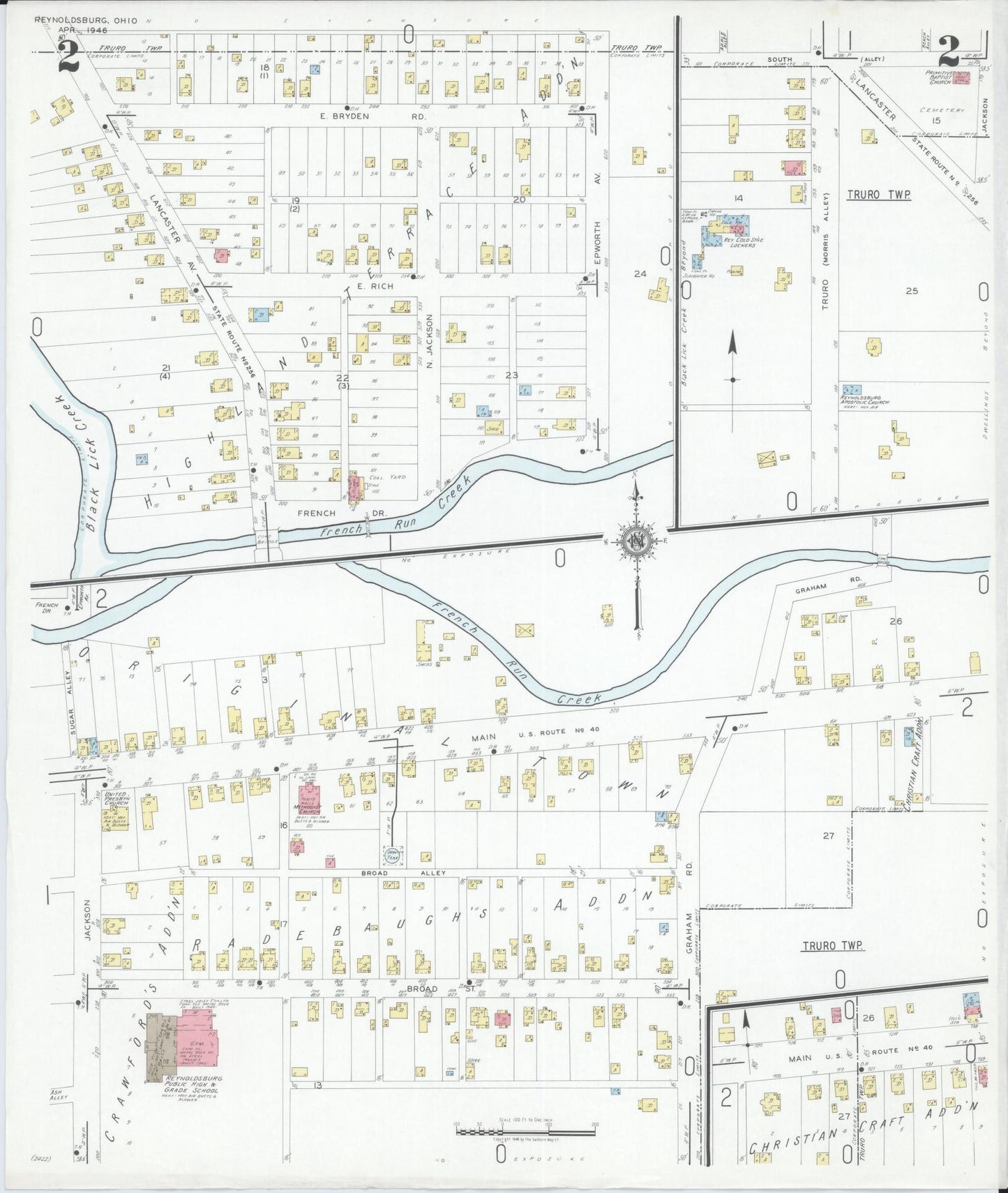 Sanborn Fire Insurance Map from Reynoldsburg, Franklin County, Ohio (1946), Sheet #0002 - Complete Map Set gallery image, historic Sanborn map, vintage wall art, Ohio Ohio