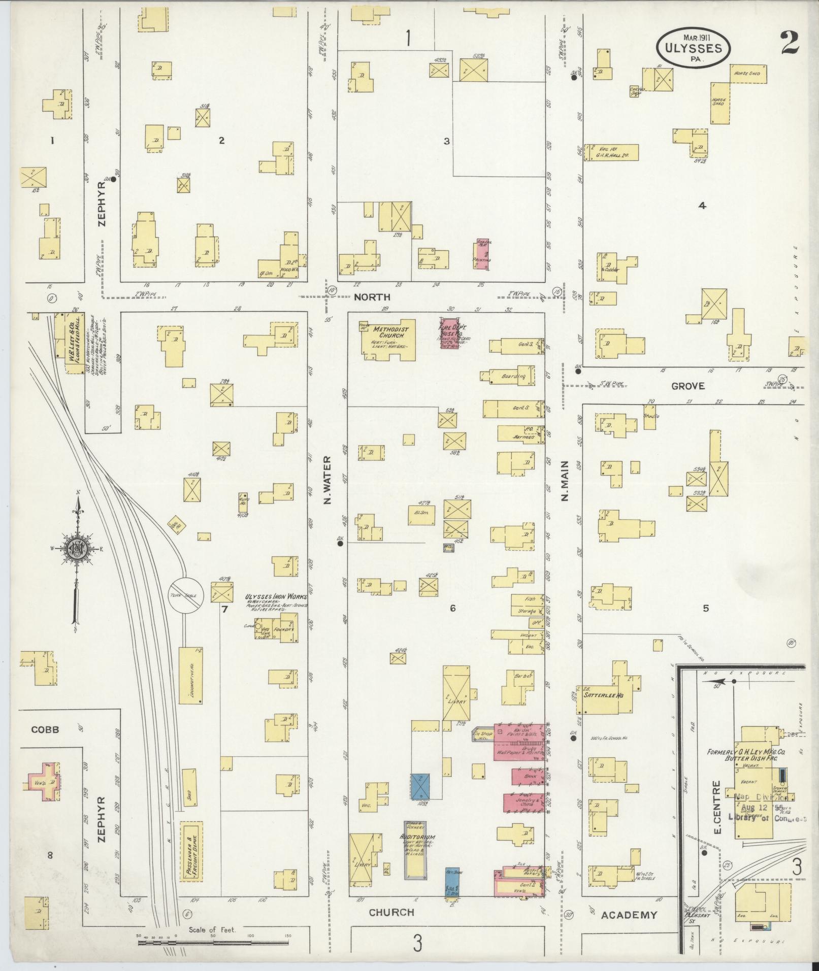 Sanborn Fire Insurance Map from Ulysses, Potter County, Pennsylvania (1911), Sheet #0002 - Complete Map Set gallery image, historic Sanborn map, vintage wall art, Pennsylvania Pennsylvania