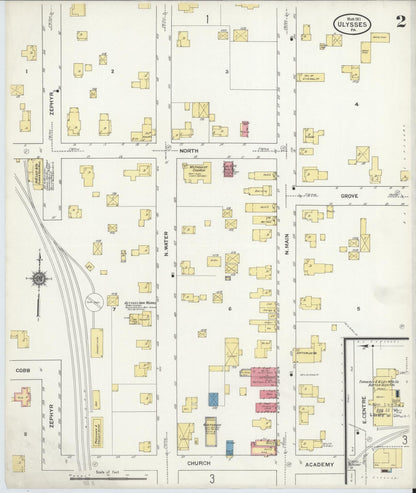 Sanborn Fire Insurance Map from Ulysses, Potter County, Pennsylvania (1911), Sheet #0002 - Complete Map Set gallery image, historic Sanborn map, vintage wall art, Pennsylvania Pennsylvania