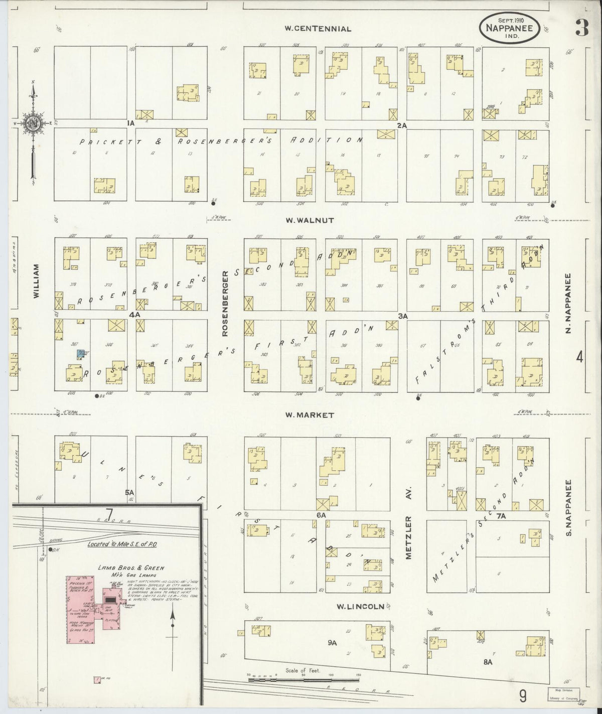 Sanborn Fire Insurance Map from Nappanee, Elkhart County, Indiana (1910), Sheet #0003 - Historic Sanborn Fire Insurance Map Print, vintage old map wall art, antique decor, genealogy gift, Indiana Indiana map