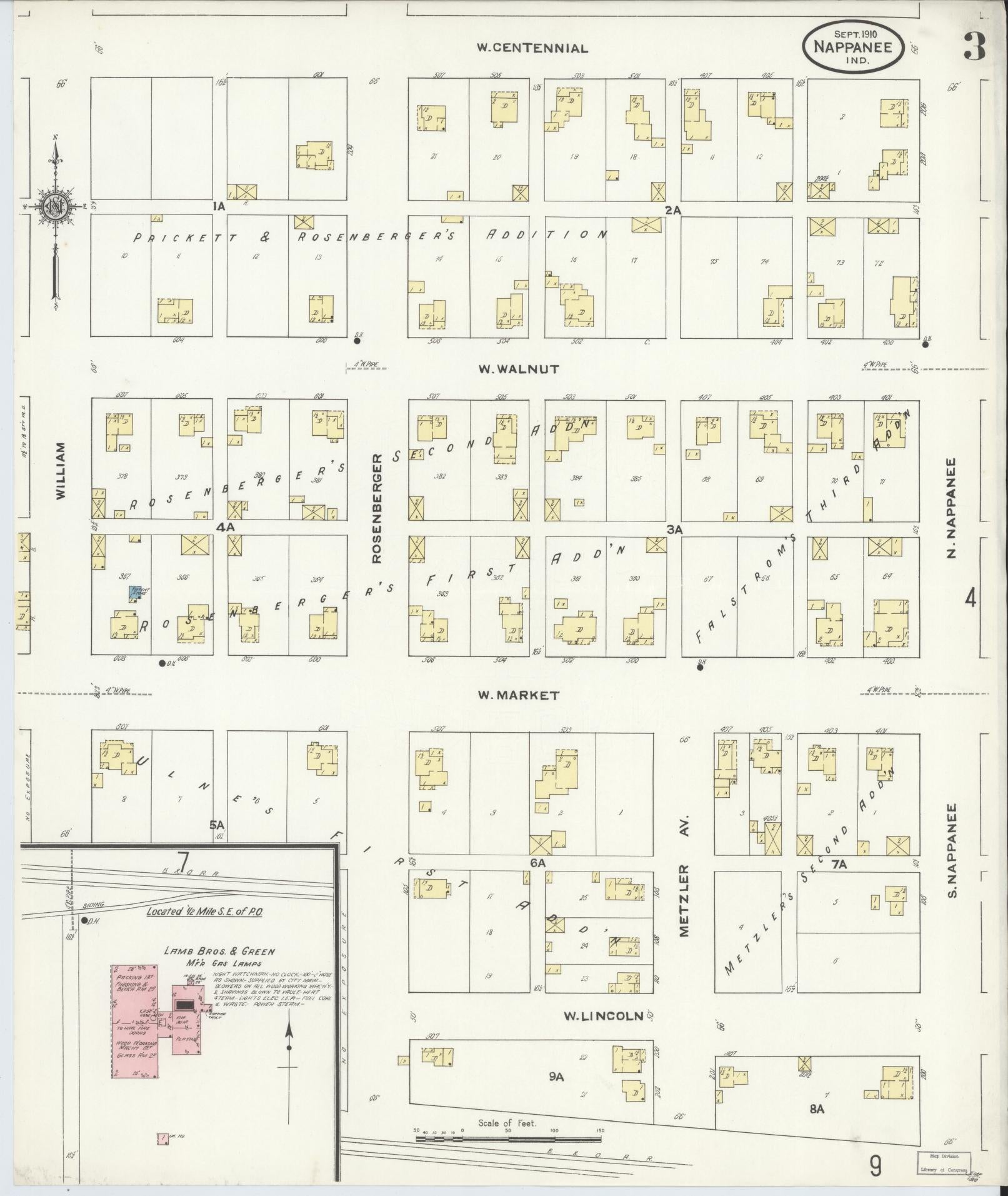 Sanborn Fire Insurance Map from Nappanee, Elkhart County, Indiana (1910), Sheet #0003 - Historic Sanborn Fire Insurance Map Print, vintage old map wall art, antique decor, genealogy gift, Indiana Indiana map