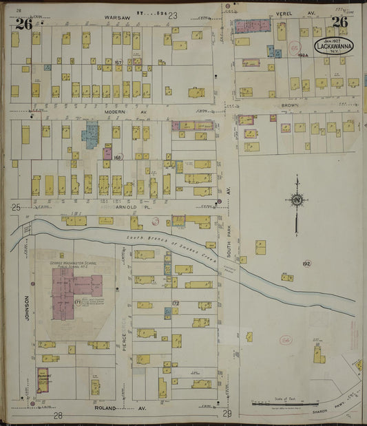 Sanborn Fire Insurance Map from Lackawanna, Erie County, New York (1950), Sheet #0026 - Historic Sanborn Fire Insurance Map Print, vintage old map wall art, antique decor, genealogy gift, New York New York map