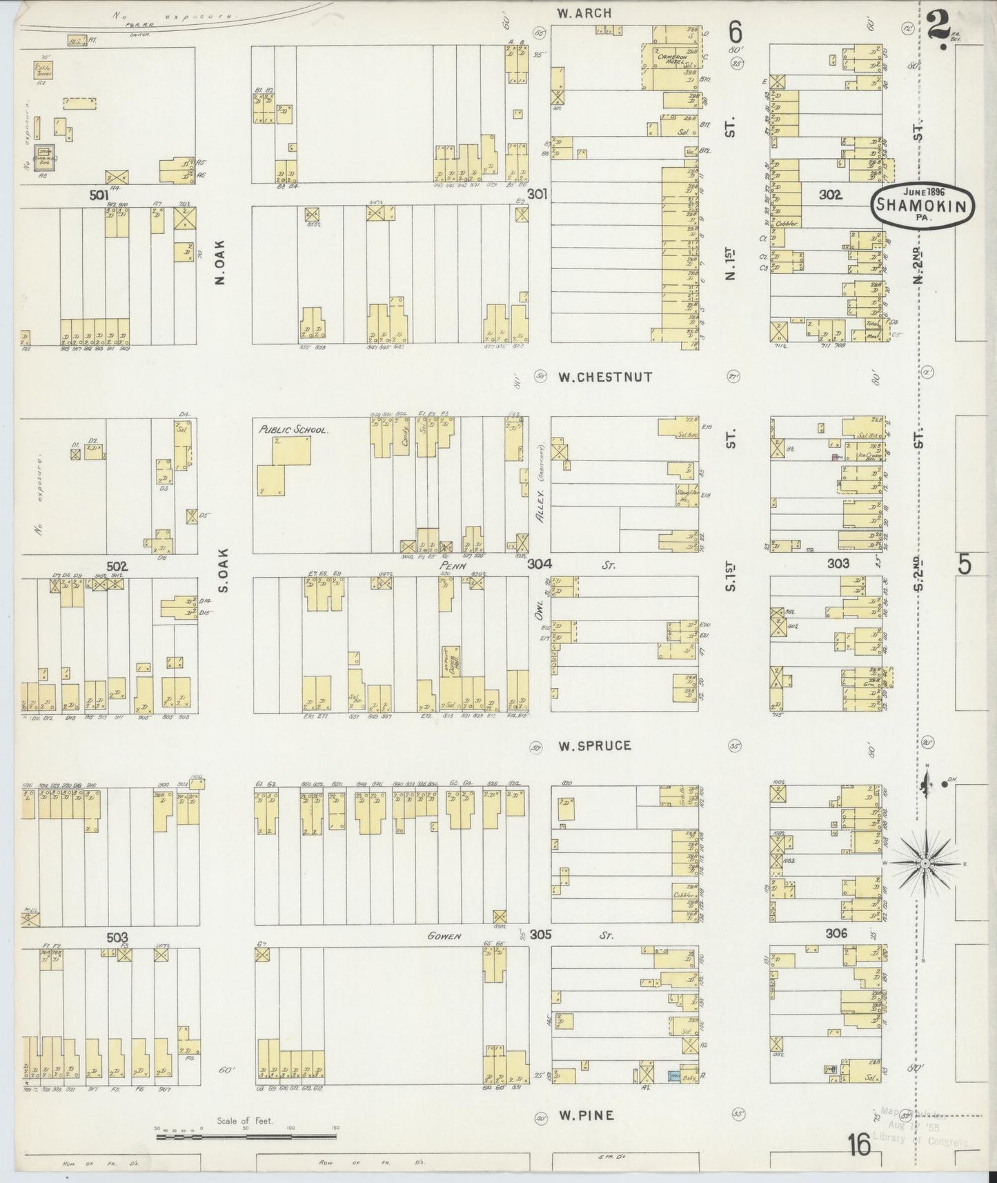Sanborn Fire Insurance Map from Shamokin, Northumberland County, Pennsylvania (1896), Sheet #0002 - Complete Map Set gallery image, historic Sanborn map, vintage wall art, Pennsylvania Pennsylvania