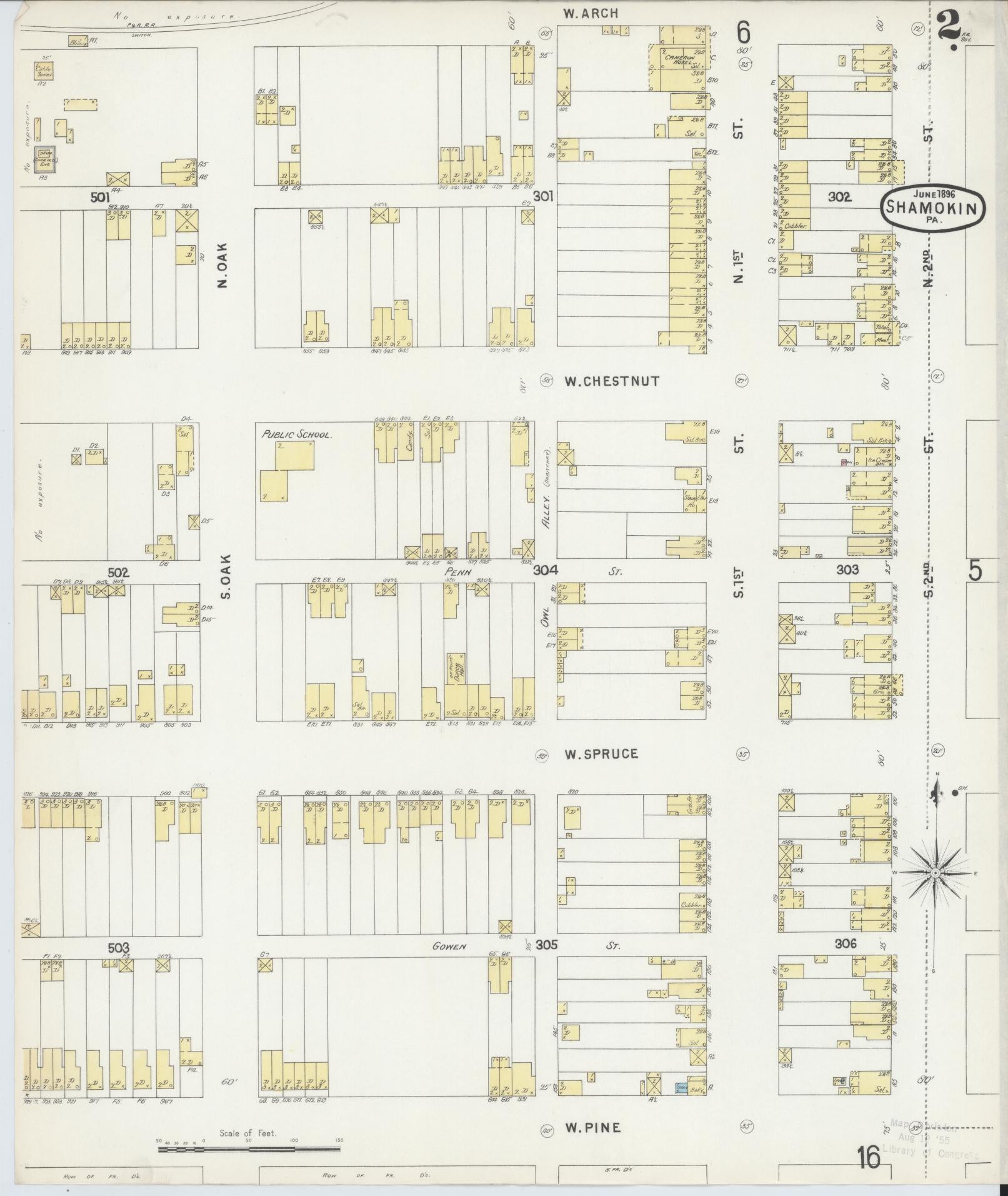 Sanborn Fire Insurance Map from Shamokin, Northumberland County, Pennsylvania (1896), Sheet #0002 - Complete Map Set gallery image, historic Sanborn map, vintage wall art, Pennsylvania Pennsylvania