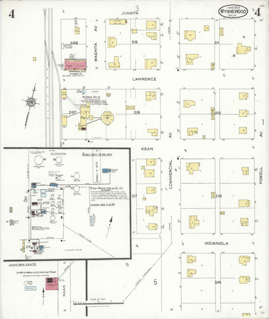 Sanborn Fire Insurance Map from Wynnewood, Garvin County, Oklahoma (1923), Sheet #0004 - Historic Sanborn Fire Insurance Map Print, vintage old map wall art, antique decor, genealogy gift, Oklahoma Oklahoma map