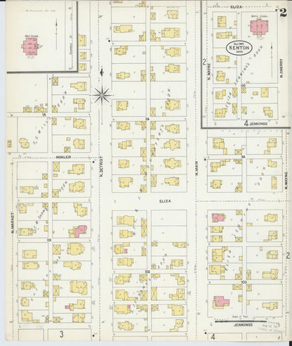 Sanborn Fire Insurance Map from Kenton, Hardin County, Ohio (1902), Sheet #0002 - Historic Sanborn Fire Insurance Map Print, vintage old map wall art, antique decor, genealogy gift, Ohio Ohio map