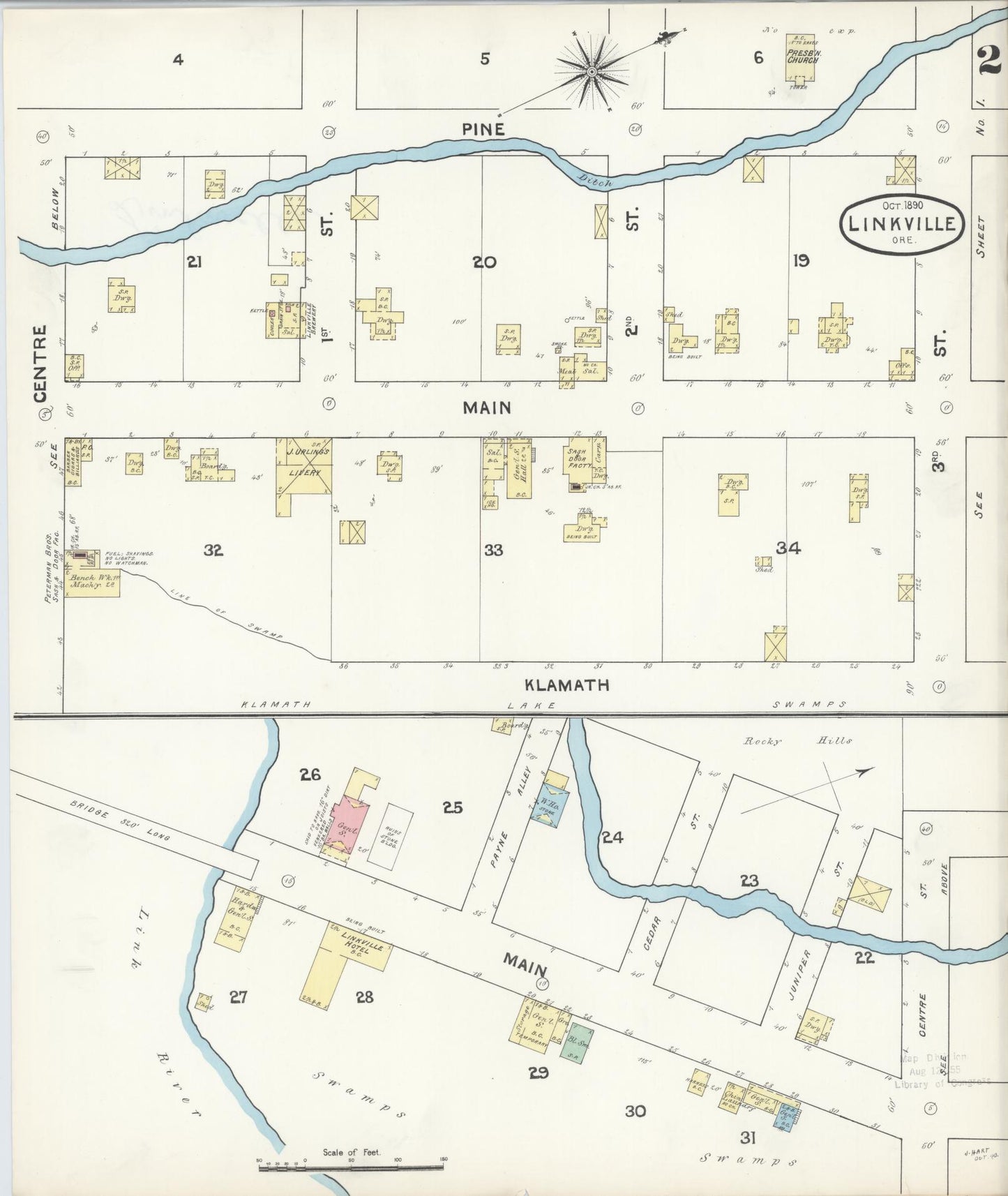 Sanborn Fire Insurance Map from Linkville, Klamath County, Oregon (1890), Sheet #0002 - Complete Map Set gallery image, historic Sanborn map, vintage wall art, Oregon Oregon