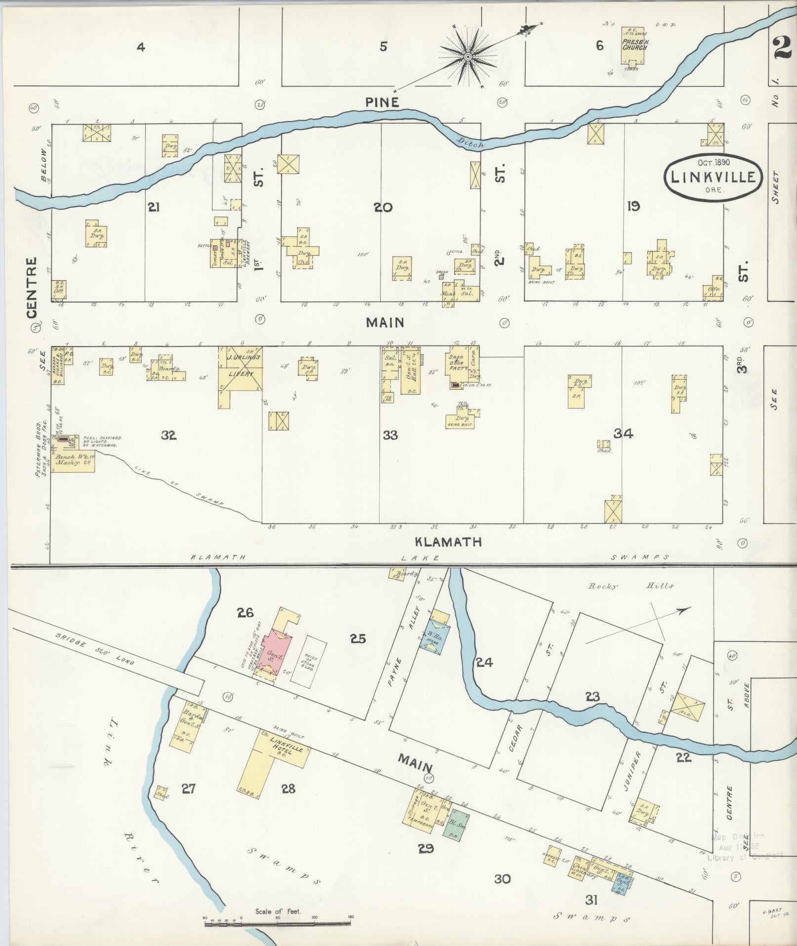 Sanborn Fire Insurance Map from Linkville, Klamath County, Oregon (1890), Sheet #0002 - Complete Map Set gallery image, historic Sanborn map, vintage wall art, Oregon Oregon