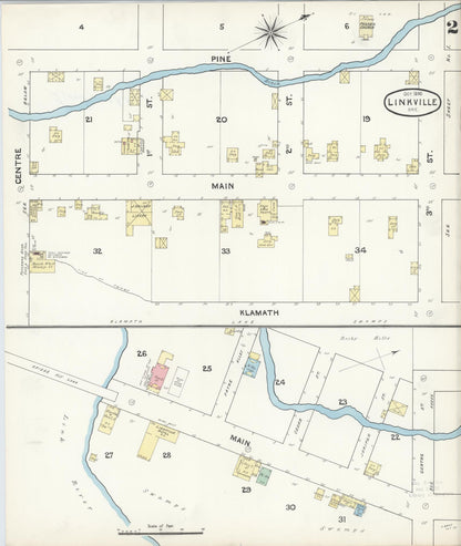 Sanborn Fire Insurance Map from Linkville, Klamath County, Oregon (1890), Sheet #0002 - Complete Map Set gallery image, historic Sanborn map, vintage wall art, Oregon Oregon
