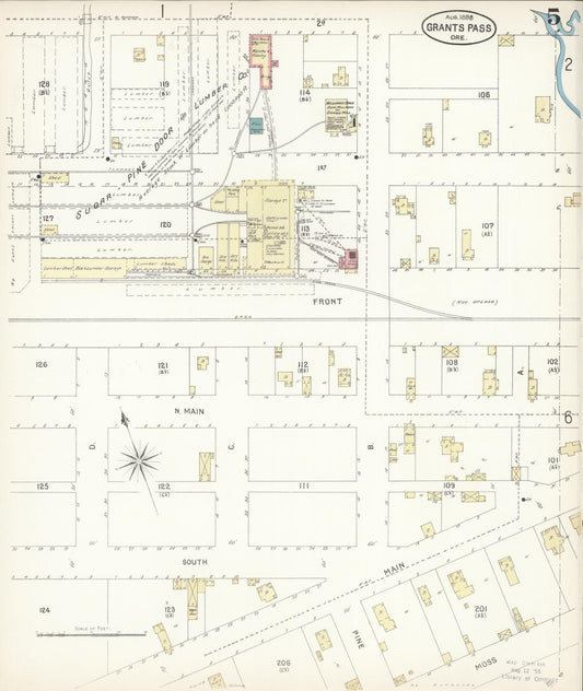 Sanborn Fire Insurance Map from Grants Pass, Josephine County, Oregon (1898), Sheet #0005 - Historic Sanborn Fire Insurance Map Print, vintage old map wall art, antique decor, genealogy gift, Oregon Oregon map