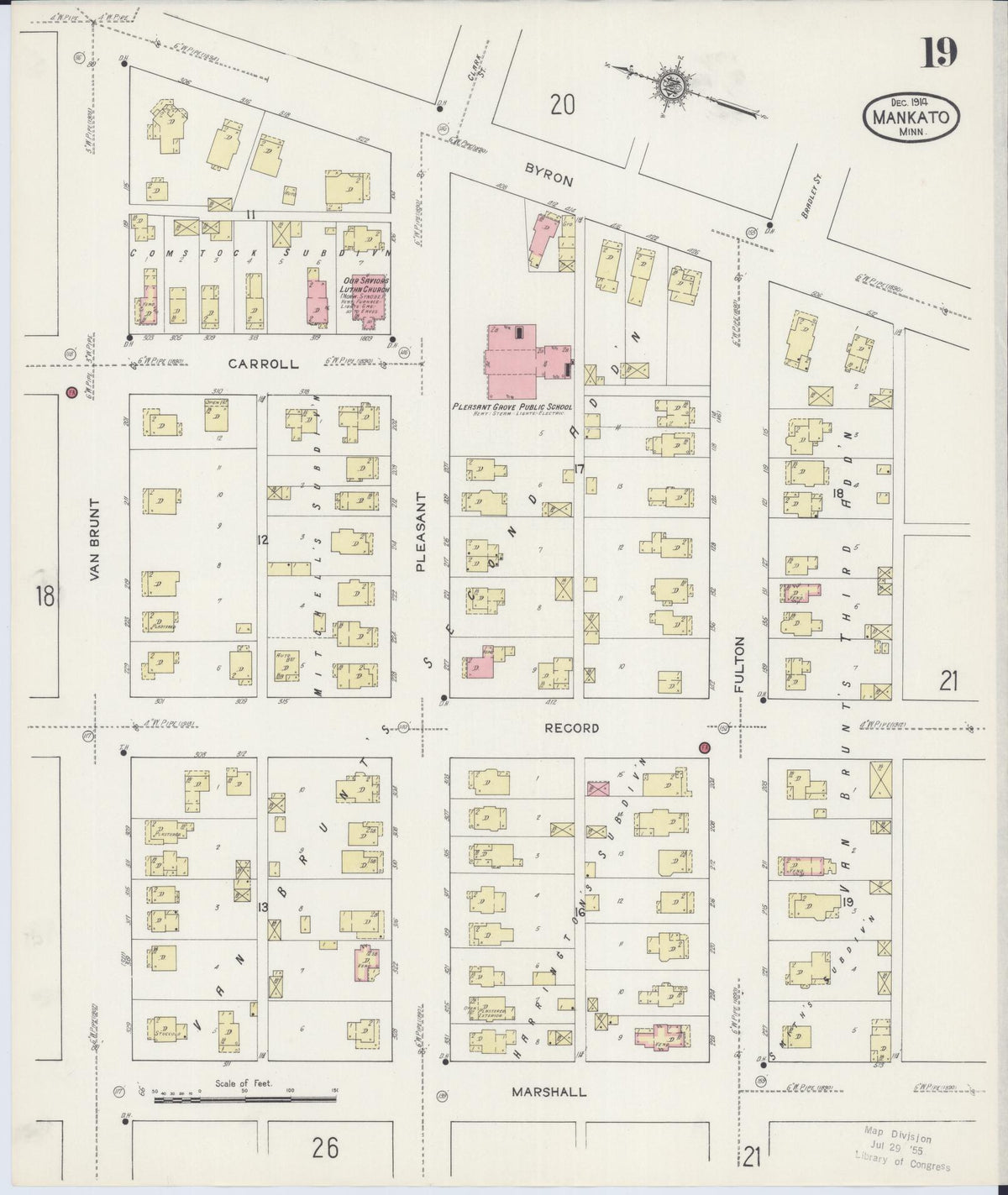Sanborn Fire Insurance Map from Mankato, Blue Earth County, Minnesota (1914), Sheet #0019 - Complete Map Set gallery image, historic Sanborn map, vintage wall art, Minnesota Minnesota