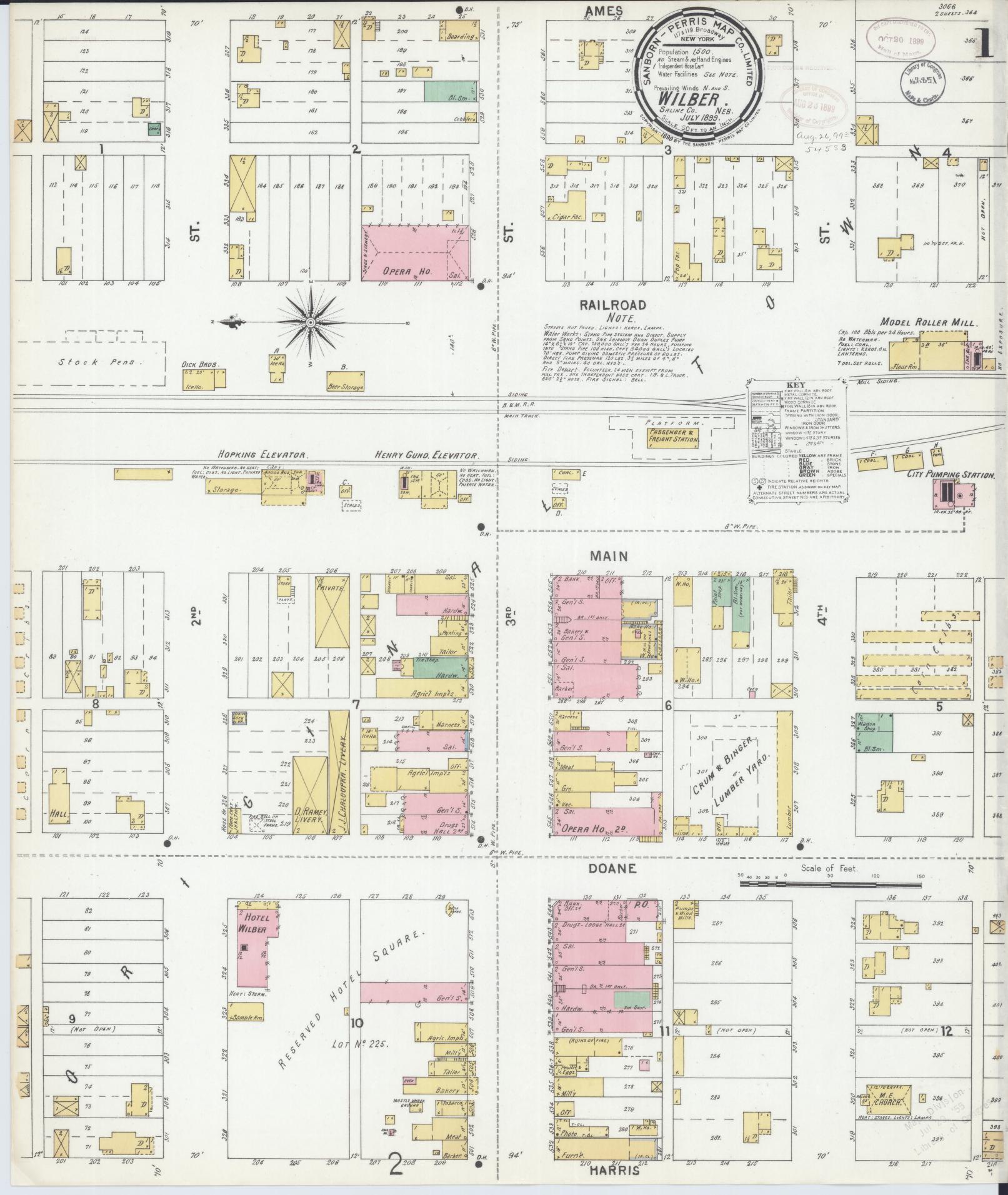 Sanborn Fire Insurance Map from Wilber, Saline County, Nebraska (1899), Sheet #0001 - Complete Map Set gallery image, historic Sanborn map, vintage wall art, Nebraska Nebraska