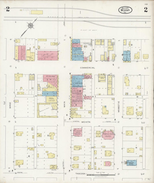 Sanborn Fire Insurance Map from Miami, Roberts County, Texas (1929), Sheet #0002 - Historic Sanborn Fire Insurance Map Print, vintage old map wall art, antique decor, genealogy gift, Texas Texas map