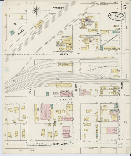 Sanborn Fire Insurance Map from Streator, La Salle County, Illinois (1888), Sheet #0005 - Historic Sanborn Fire Insurance Map Print, vintage old map wall art, antique decor, genealogy gift, Illinois Illinois map