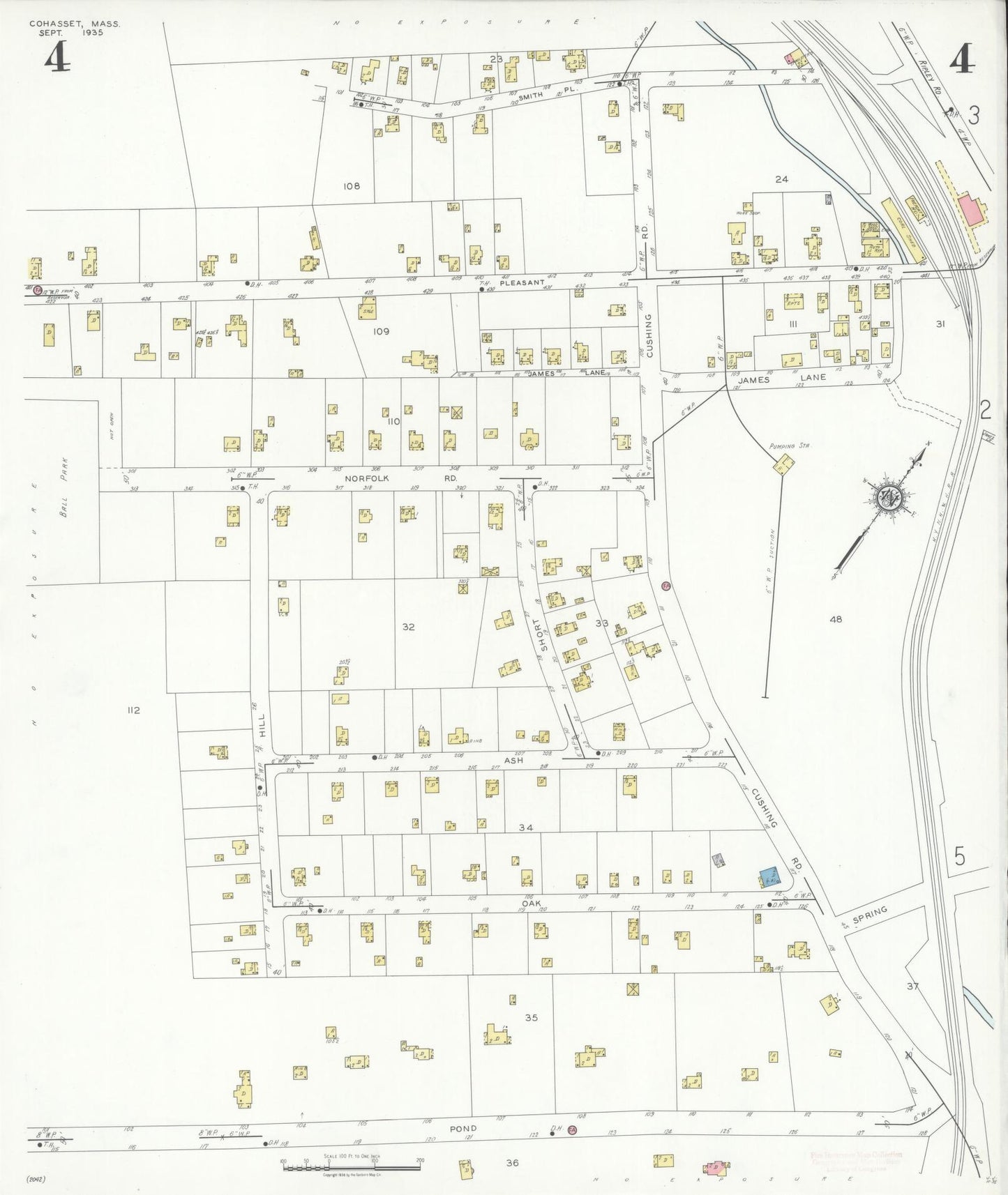 Sanborn Fire Insurance Map from Cohasset, Norfolk County, Massachusetts (1935), Sheet #0004 - Complete Map Set gallery image, historic Sanborn map, vintage wall art, Massachusetts Massachusetts