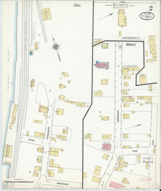 Sanborn Fire Insurance Map from Tivoli, Dutchess County, New York (1912), Sheet #0002 - Historic Sanborn Fire Insurance Map Print, vintage old map wall art, antique decor, genealogy gift, New York New York map