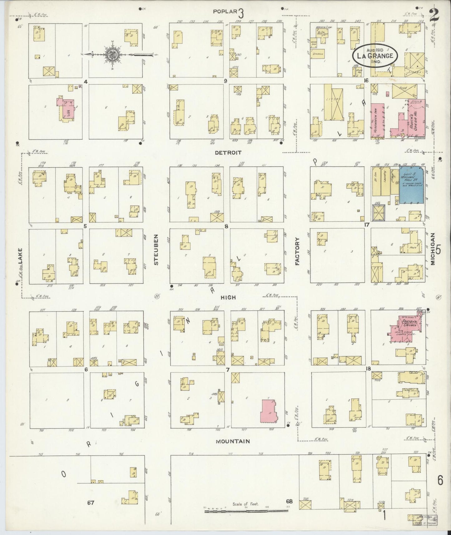 Sanborn Fire Insurance Map from Lagrange, LaGrange County, Indiana (1910), Sheet #0002 - Complete Map Set gallery image, historic Sanborn map, vintage wall art, Indiana Indiana