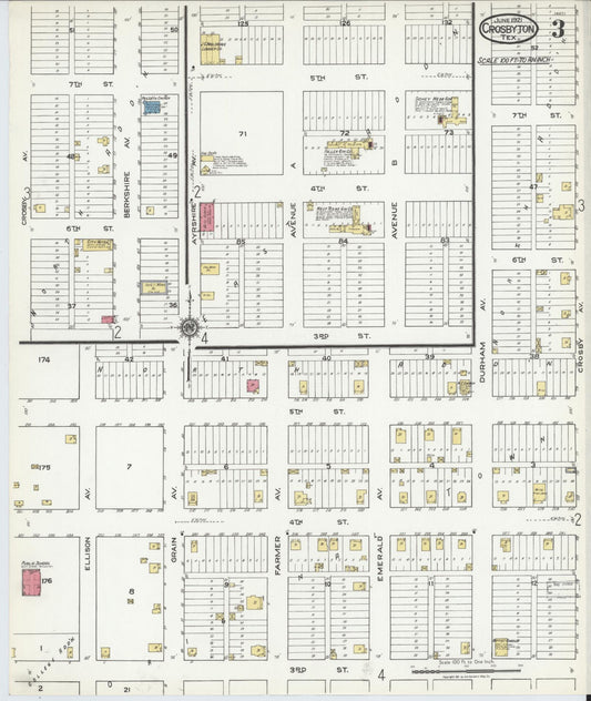Sanborn Fire Insurance Map from Crosbyton, Crosby County, Texas (1921), Sheet #0003 - Historic Sanborn Fire Insurance Map Print, vintage old map wall art, antique decor, genealogy gift, Texas Texas map