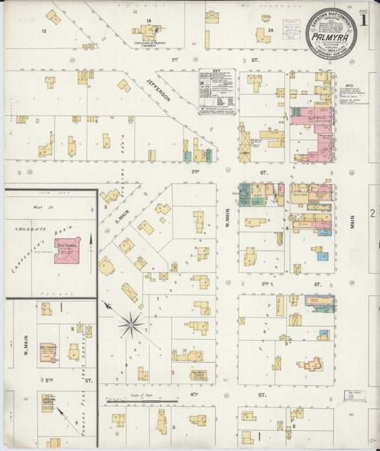Sanborn Fire Insurance Map from Palmyra, Jefferson County, Wisconsin (1904), Sheet #0001 - Complete Map Set gallery image, historic Sanborn map, vintage wall art, Wisconsin Wisconsin