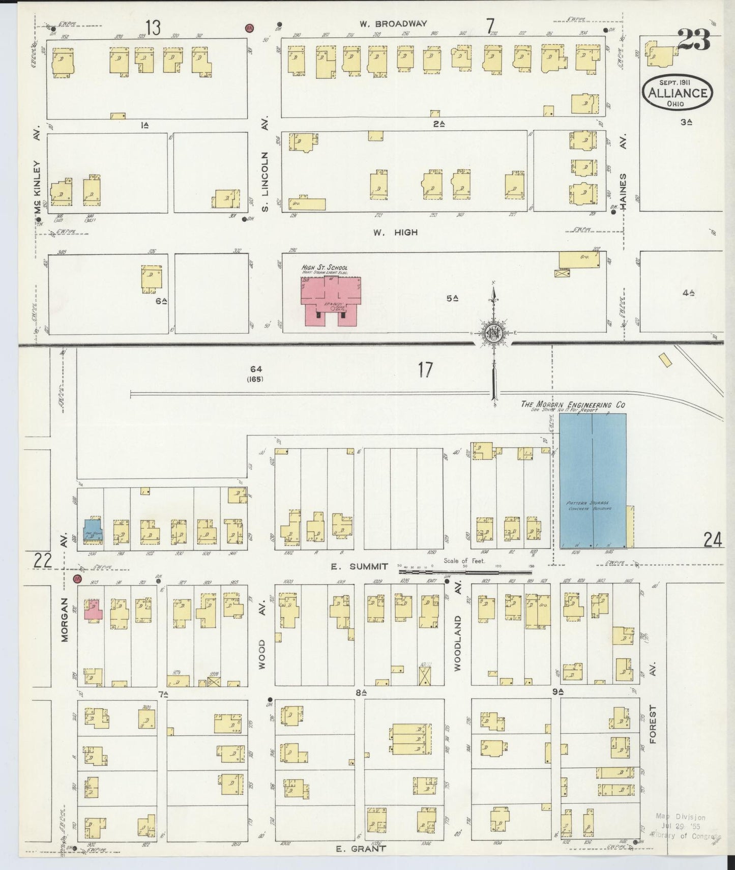 Sanborn Fire Insurance Map from Alliance, Stark County, Ohio (1911), Sheet #0023 - Historic Sanborn Fire Insurance Map Print, vintage old map wall art, antique decor, genealogy gift, Ohio Ohio map
